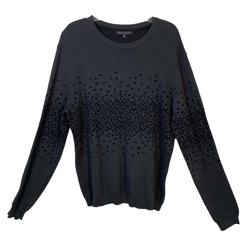 Robert Barakett Johnny Geo Print Crewneck Sweater Mens Sz XL Charcoal